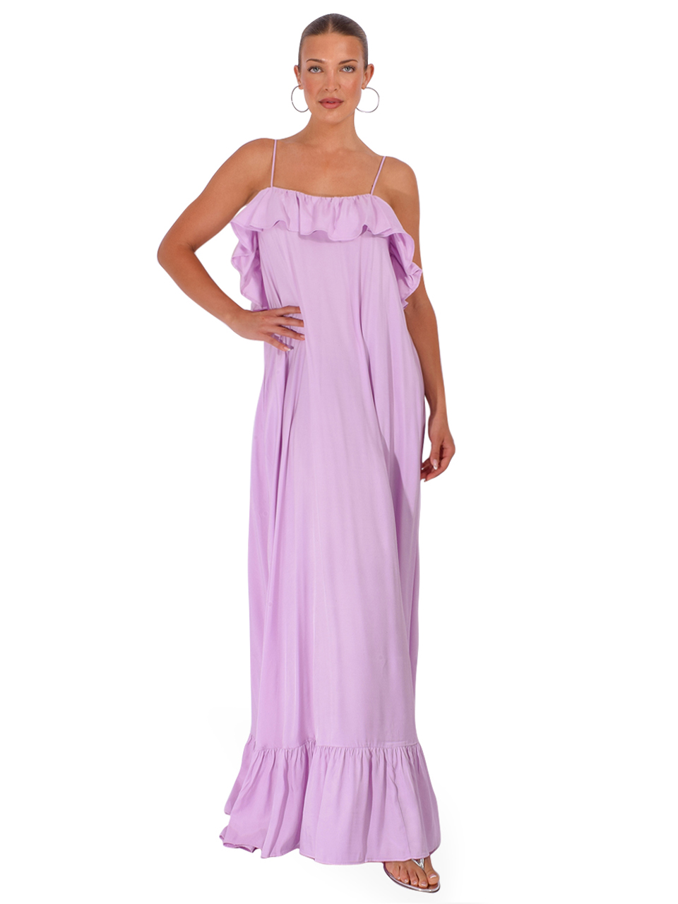 ESSENTIEL ANTWERP Jeste Maxi Dress In Lilac Front View 1