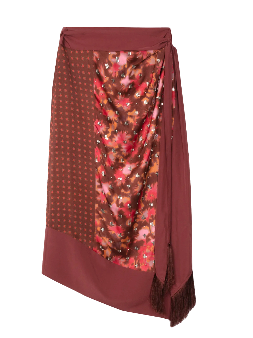 3.1 PHILLIP LIM Desert Floral Draped Wrap Skirt in Rust