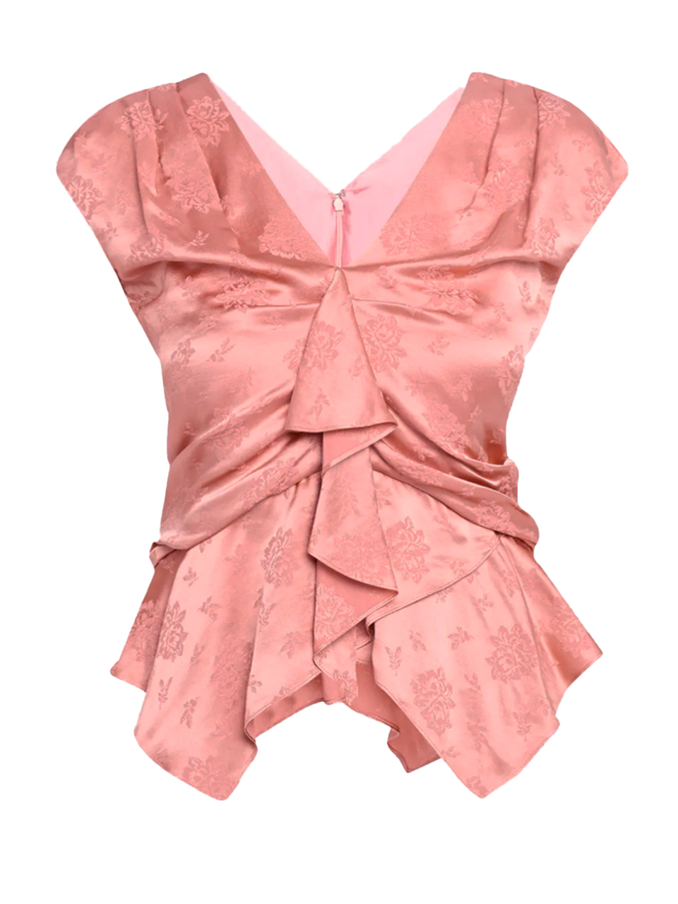 3.1 PHILLIP LIM Floral Jacquard Draped Handkerchief Top in Pink Product Shot 