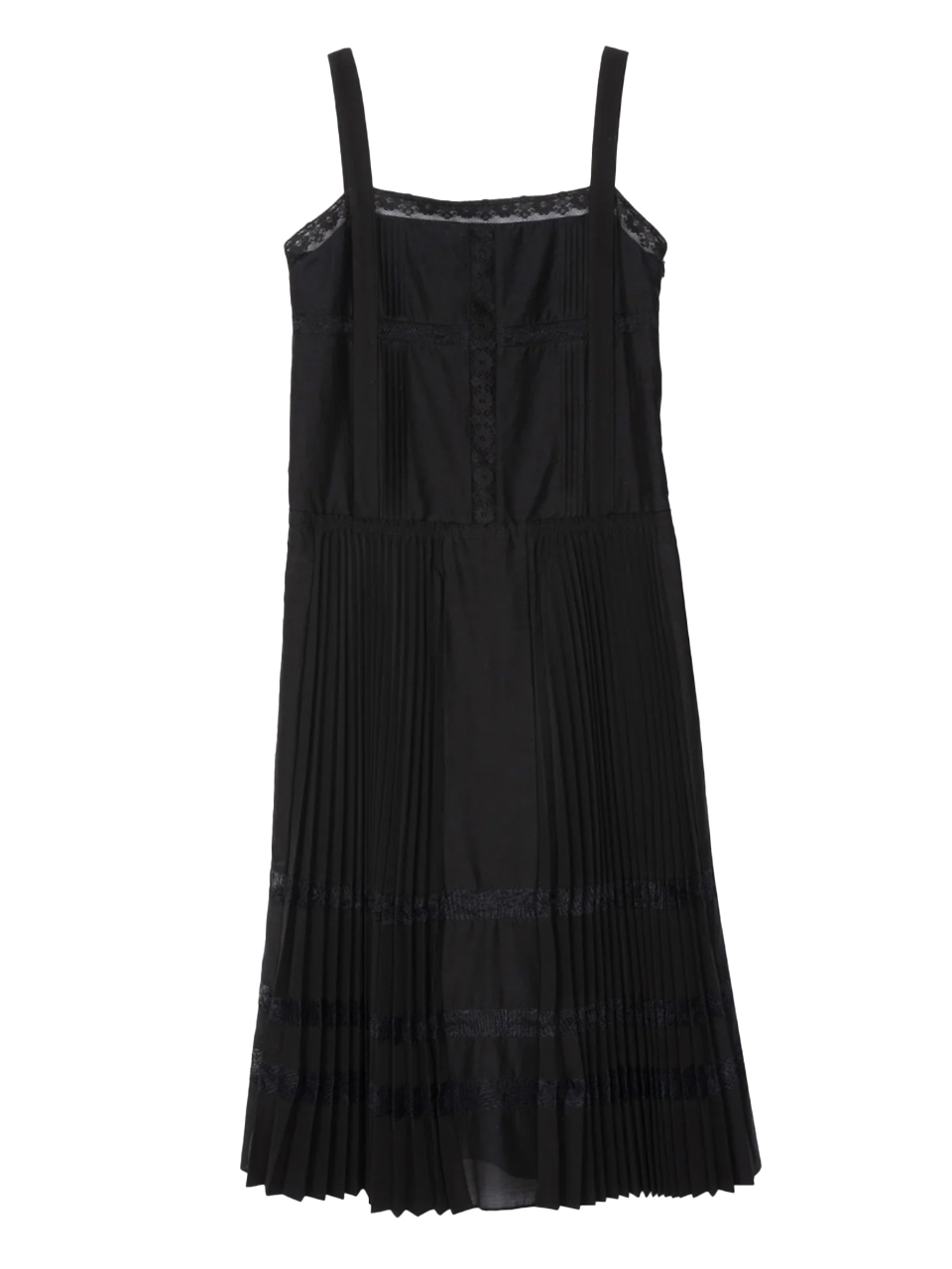 3.1 PHILLIP LIM Pleated Tank Dress With Lace Insert in Black Product Shot 