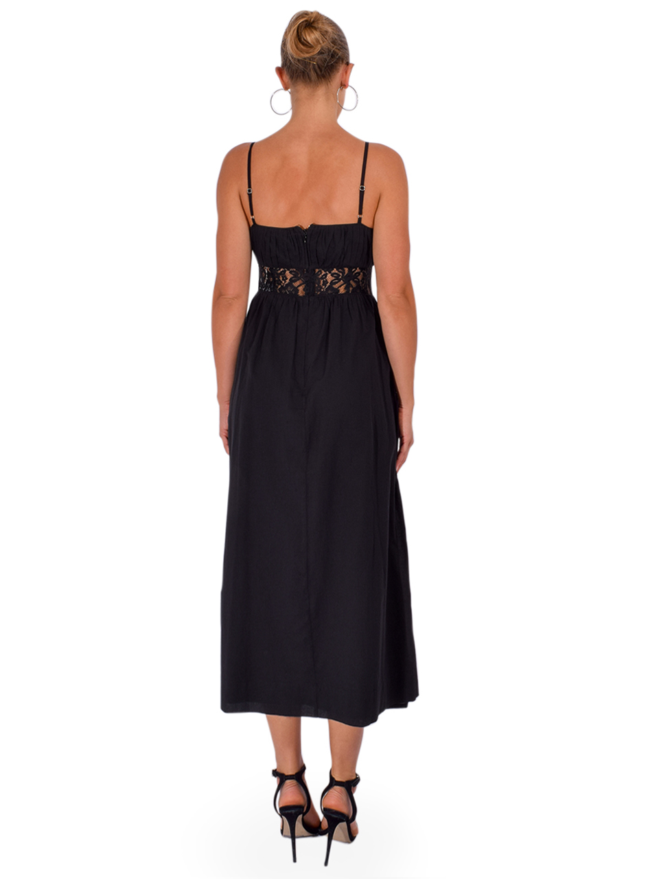 CAMI NYC Octavia Cotton Dress in Black Back View 