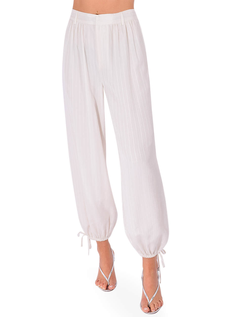 CAMI NYC Tessie Balloon Pant in Macadamia Stripe Front View 