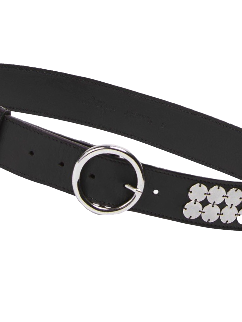 OTTOD'AME Leather Belt with Mirror Embellishment in Black Details 