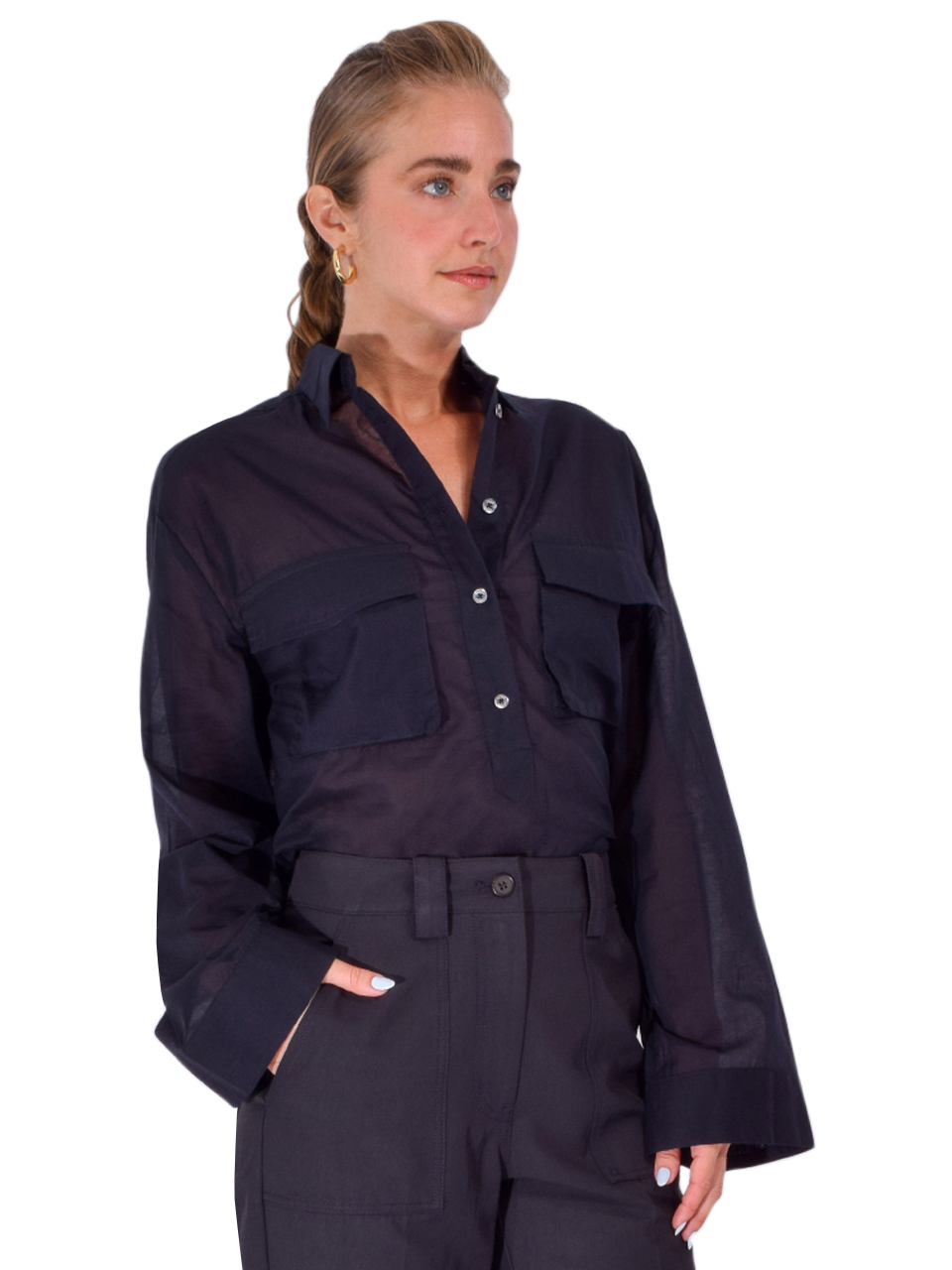 CISSA Cargo Top in Navy Side View 