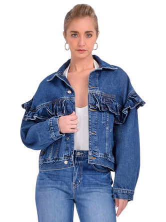 MEER. COLLAR RUFFLES DENIM JACKET (ブルー) FRAME-The-Ruffle-Jacket-in-
