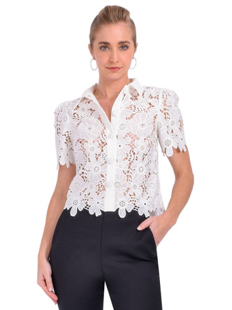 MILLY Addison Roja Lace Top in White
