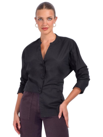 CISSA Bow Back Shirt in Black Dobby
