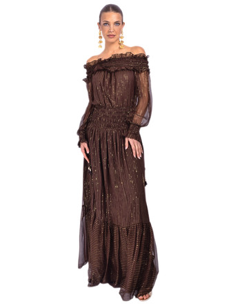 georgette floor length dress Hand Pleated Silk Georgette Gown Pink / 34 / silky Georgette chiffon
