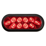 Red Oval Super LED Taillight 6" Grommet Mounted