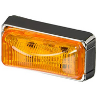 Amber LED Marker / Clearance Lights 2.5" Sealed Waterproof Chrome Base