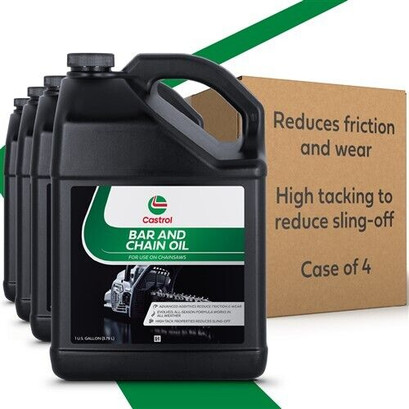 Castrol Bar & Chain Oil For Chainsaws - Reduces Friction & Wear - All Season Formula - High-tacking to Reduce Sling-Off - Case of 4 (1 gal)