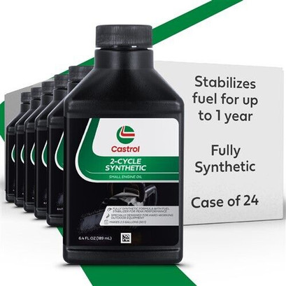 Castrol 2 Cycle Full Synthetic Oil - Small Engine Formula - 50:1 Mix Ratio - Includes Fuel Stabilizer - Case of 24 (6.4oz)