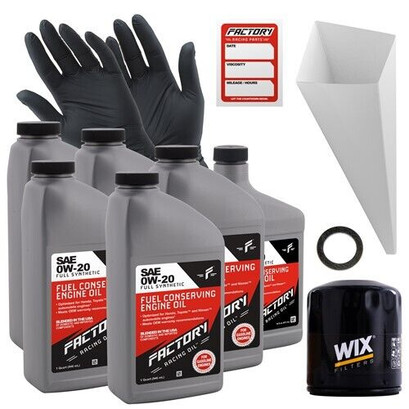 Factory Racing Parts Oil Change Kit Fits Mazda 3 2.5L 2010-2013, 5 2.5L 2012-2017, 6 2.5L 2009-2013, CX-5 2.2L 2019 0W-20 Full Synthetic Oil - 5.5 Quarts