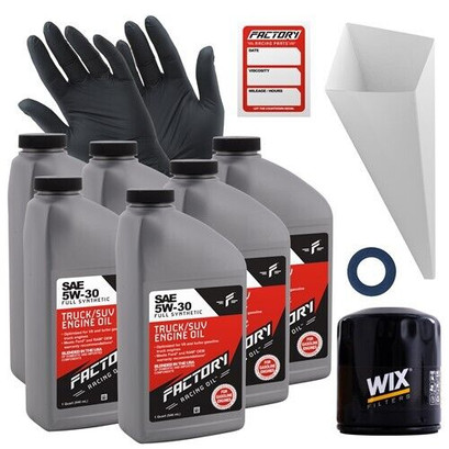 Factory Racing Parts Oil Change Kit Fits Toyota 4Runner 1996-2009, FJ Cruiser 2007-2009, Tacoma 1995-2015, Tundra 2009-2011 5W-30 Full Synthetic Oil - 6 Quarts