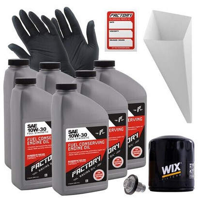 Factory Racing Parts Oil Change Kit Fits Dodge B150, B250, D150, D250, W150 1981-1987 3.7L 10W-30 Full Synthetic Oil - 6 Quarts