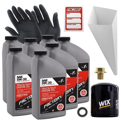 Factory Racing Parts Oil Change Kit Fits Ford Bronco 2021-2023, Ranger 2019-2023 2.3L 5W-30 Full Synthetic Oil - 7 Quarts