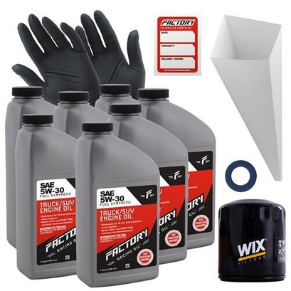 Factory Racing Parts Oil Change Kit Fits Toyota 4Runner 2003-2009, Sequoia 2001-2009, Tundra 2000-2007, 2009 4.7L 5W-30 Full Synthetic Oil - 7 Quarts