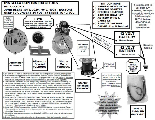 Altertnator-Starter Conversion Kit Fits John Deere Tractors 3010 3020 4010 4020 - Discount Starter & Alternator Discount Starter & Alternator
