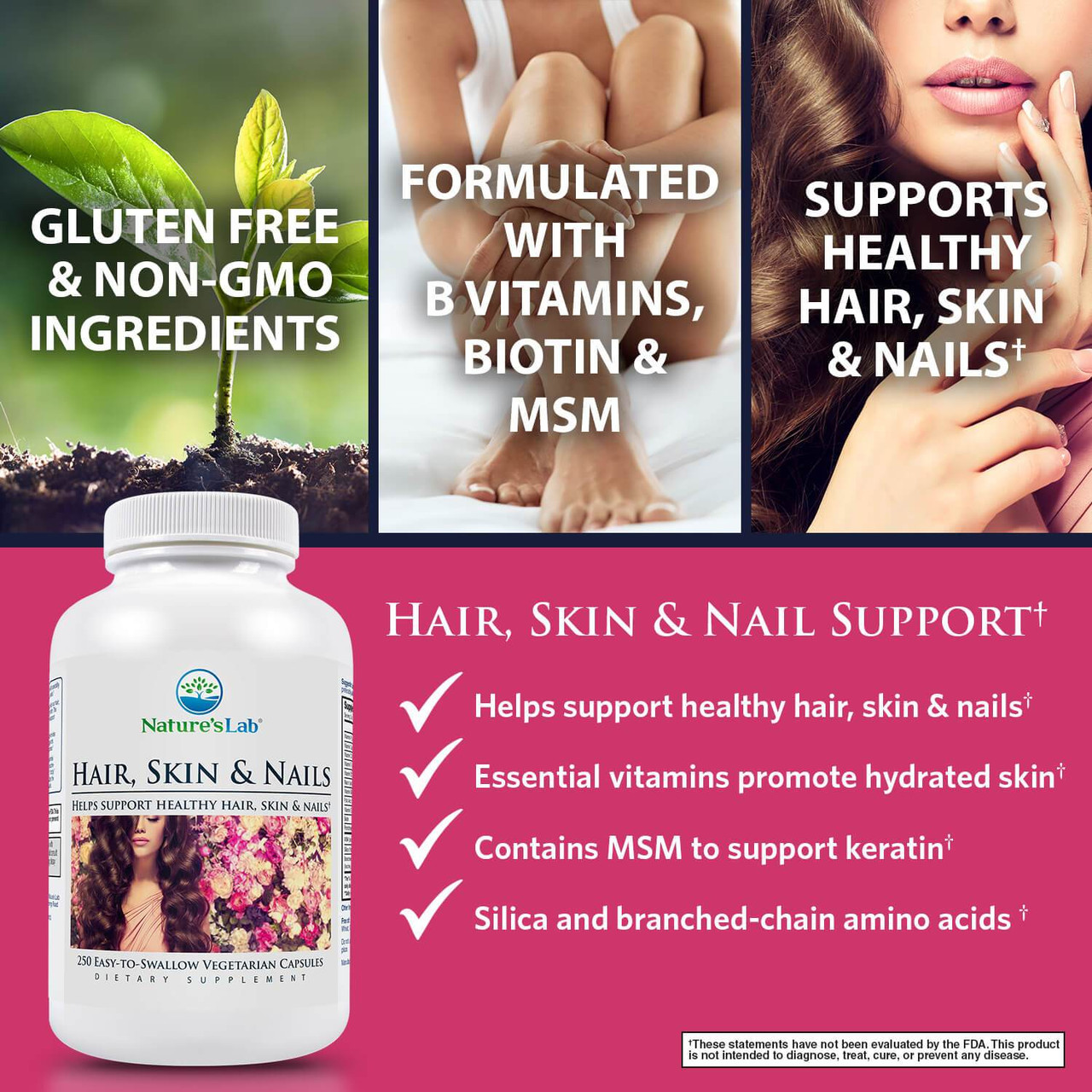 Nature's Lab Hair, Skin, & Nails 250 capsules Henna King