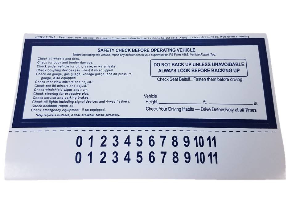 Safety Check Decal (Pkg of 25) - Replacement For No. 85683038