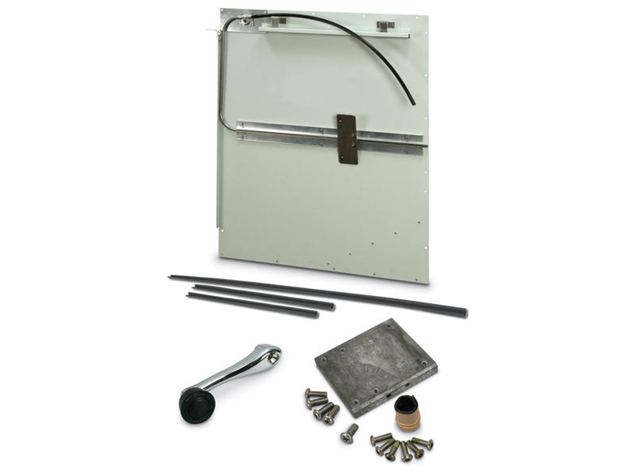 Window Regulator Cable Driven Mounted Panel With Handle Weatherstrips Dr Block Left Side. Replacement For No. 88837700