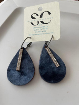 Navy felt earrings with bling