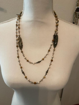 Brown Clear Beads with Bronze Ornaments
