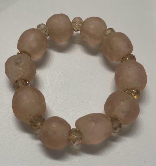 Blush with blush beads bracelet - elastic band