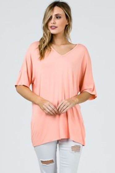 Bamboo Skin friendly 1/2 sleeve v/n loose fit 96% Bamboo / 4% Spandex