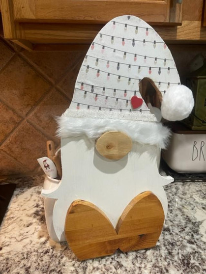 Wood cut out gnome - Christmas Light Hat