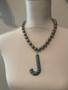 Silver Bead Necklace with Turquoise Lettering
