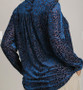 Cobalt Animal Print Long Sleeve Velvet Button Up Top with Pockets