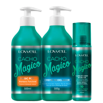 Kit Lowell Cacho Mágico Shampoo Modeler Cream and Curl Activator Fluid