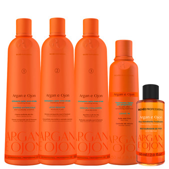 Kit Richée Progressive Argan e Ojon + Leave-in + Moisturizing Finishing Oil Straight Hydrated Hair Care