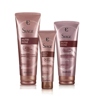 Kit Eudora Siàge Nutri Rosé Shampoo 250ml/8,45 fl.oz Conditioner 200ml/6,76 fl.oz and Leave-in 100ml/3,38 fl.oz