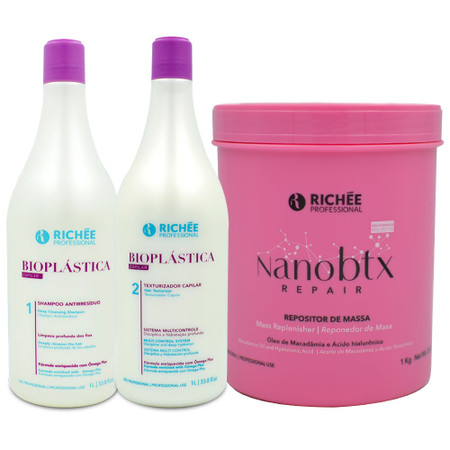 Kit Richée Progressive Bioplástica Hair Straightening + NanoBtx Repository 3x1L/3x33.8fl.oz Kit Richée Progressive Bioplástica Hair Straightening + NanoBtx Repository 3x1L/3x33.8fl.oz