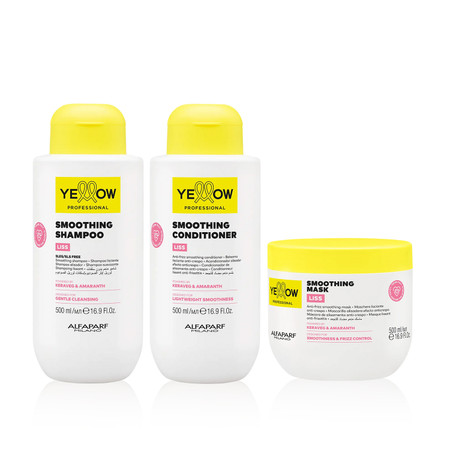 Kit Alfaparf Yellow Liss Shampoo Conditioner Mask Hydration Nutrition Keratin-HT and Amaranth