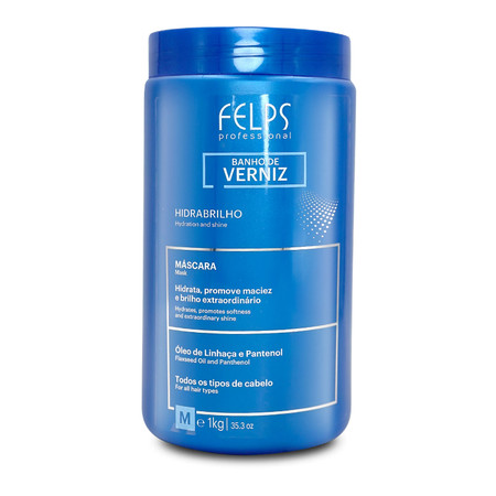 Felps Banho Verniz Xmix Varnish Bath Mask Intense Shine Hair Restoration Hair Care 1Kg/17.6fl.oz Felps Banho Verniz Xmix Varnish Bath Mask Intense Shine Hair Restoration Hair Care 1Kg/17.6fl.oz