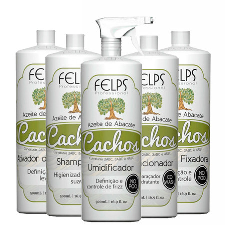 Felps Curls Avocado Oil Complete Kit No Poo 2ABC - 4ABC 5x500ml/5x16.9fl.oz Felps Curls Avocado Oil Complete Kit No Poo 2ABC - 4ABC 5x500ml/5x16.9fl.oz