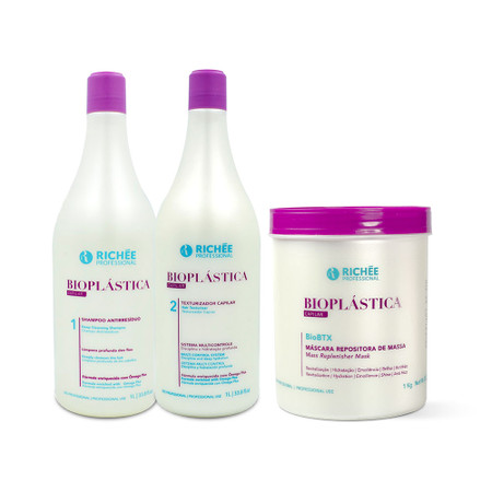 Kit Richée Progressive Btox Bioplástica Total Hair Straightening Hydration Hair Care 3x1L/3x33.8fl.oz Kit Richée Progressive Btox Bioplástica Total Hair Straightening Hydration Hair Care 3x1L/3x33.8fl.oz