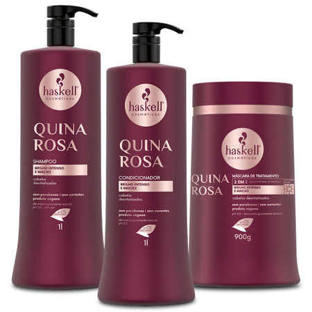 Haskell Kit Pink Quina Shampoo Conditioner Mask Shine and Myceness Treatment 3x1L/33.8 fl.oz Haskell Kit Pink Quina Shampoo Conditioner Mask Shine and Myceness Treatment 3x1L/33.8 fl.oz
