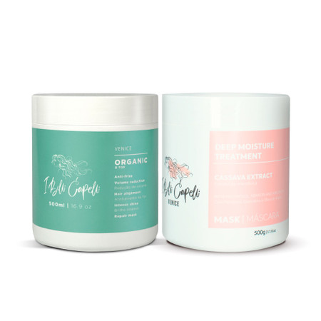 I Belli Capelli Venice Organic B-Tox and Cassava Extract Mask Kit Panthenol Keratin and Argan Oil 2x500g/2x17.6 oz