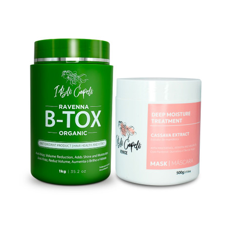 Kit I Belli Capelli Ravenna B-tox Organic and Venice Cassava Mask Hydration Mandioca Kit I Belli Capelli Ravenna B-tox Organic and Venice Cassava Mask Hydration Mandioca