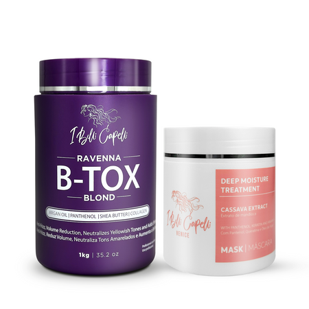 Kit I Belli Capelli Ravenna B-tox Blond 1kg/35.02 oz and Venice Mask Mandioca Hydration 500g/17.6 oz