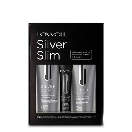 Kit Lowell Silver Slim Dark Shampoo + Conditioner + Mask Neutralizes Unwanted Tones Kit Lowell Silver Slim Dark Shampoo + Conditioner + Mask Neutralizes Unwanted Tones
