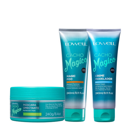 Kit Lowell Cacho Mágico Treatment Shampoo Moisturizing Cream 2x240ml/8.44 fl.oz and Mask 240g/8.4 oz Kit Lowell Cacho Mágico Treatment Shampoo Moisturizing Cream 2x240ml/8.44 fl.oz and Mask 240g/8.4 oz