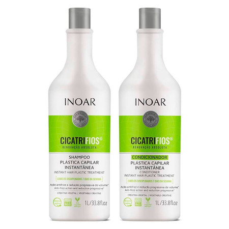 Inoar Cicatrifios Hair Plastic Instantaneous Kit Shampoo + Conditioner 2x1L/33.8 fl.oz Inoar Cicatrifios Hair Plastic Instantaneous Kit Shampoo + Conditioner 2x1L/33.8 fl.oz