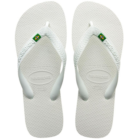 Havaianas White Flip Flop with the Brazilian Flag – Size 9/10