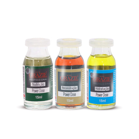 Grazie Professional Power Dose Ampoule Kit – Hydration, Nutrition & Reconstruction 3x15ml/3X0.51 fl oz Grazie Professional Power Dose Ampoule Kit – Hydration, Nutrition & Reconstruction 3x15ml/3X0.51 fl oz