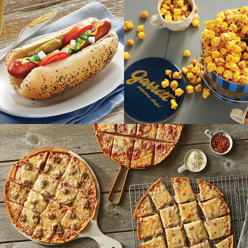 Garrett Popcorn Classic Tin, Vienna Beef Hot Dog Kit & 4 Lou's Thin